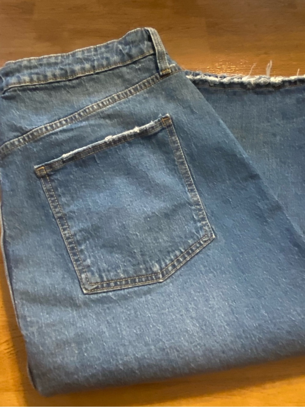 Universal Thread Denim Maxi Skirt Distressed Frayed Hem Blue Jean 17 Jr